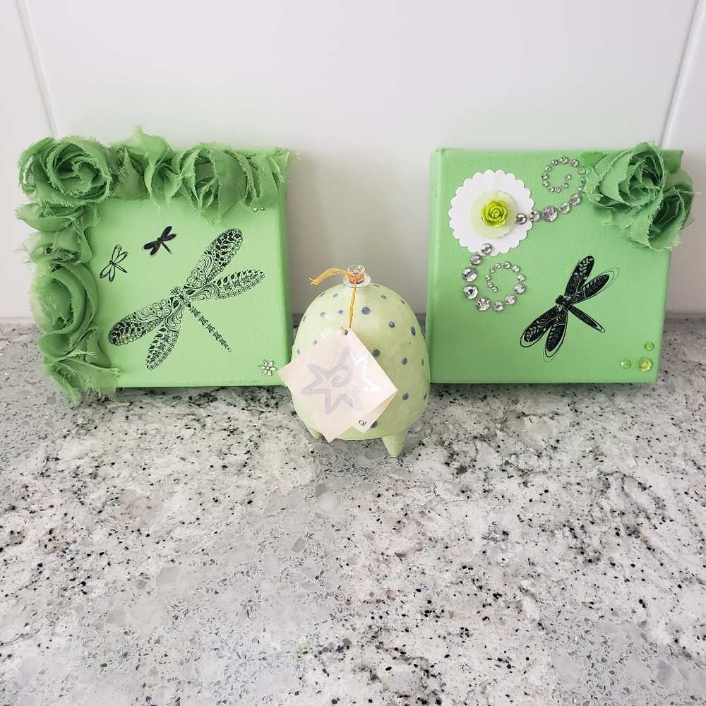 Green bundle of home decor.